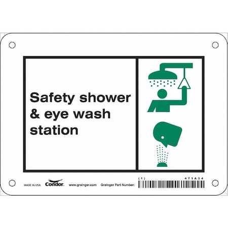 Condor Safety Shower & Eye Wash Station, 7 in W x 5 in H, Horizontal Rectangle, Aluminum, 471A34 471A34