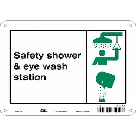 Condor Safety Shower & Eye Wash Station, 10 in W x 7 in H, Vertical Rectangle, Polyethylene, 471A42 471A42