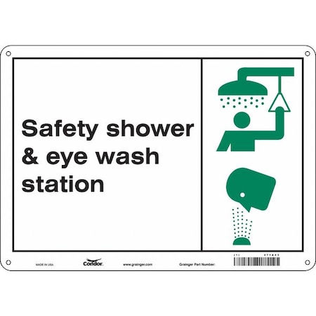 Condor Safety Shower & Eye Wash Station, 14 in W x 10 in H, Horizontal Rectangle, Polyethylene, 471A43 471A43