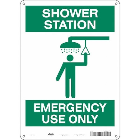 Condor Shower Station Emergency Use Only, 10 in W x 14 in H, Vertical Rectangle, Aluminum, 471A54 471A54