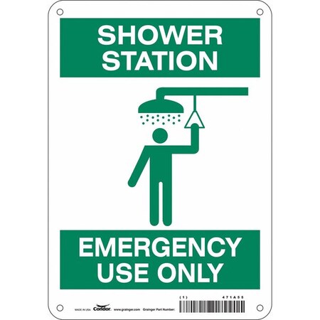 Condor Shower Station Emergency Use Only, 7 in W x 10 in H, Horizontal Rectangle, Polyethylene, 471A55 471A55