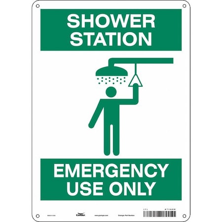 Condor Shower Station Emergency Use Only, 10 in W x 14 in H, Vertical Rectangle, Vinyl, 471A58 471A58