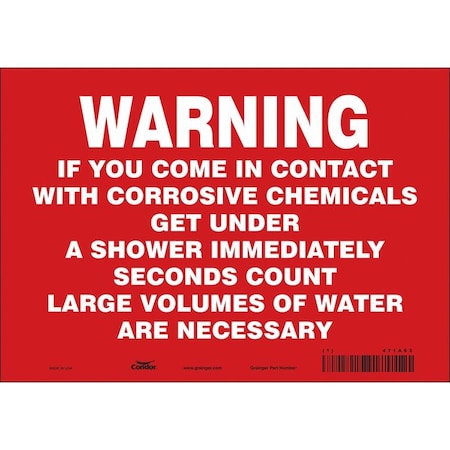 Condor Warning, Emergency Shower, 10 in W x 7 in H, Vertical Rectangle, Vinyl, 471A63 471A63