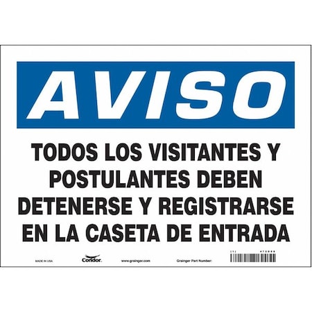 Condor Safety Sign, 10 in Height, 14 in Width, Vinyl, Horizontal Rectangle, Spanish 472D88