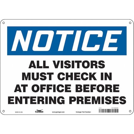 Condor Safety Sign, 10 in Height, 14 in Width, Polyethylene, Horizontal Rectangle, English, 472D92 472D92