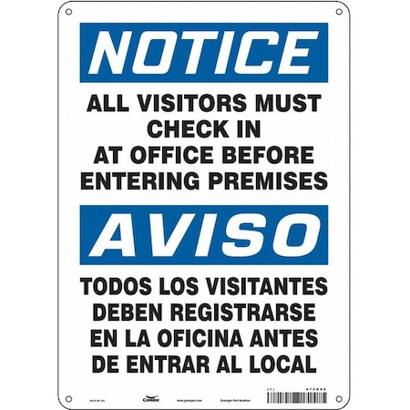 Condor Safety Sign, 14 in Height, 10 in Width, Aluminum, Vertical Rectangle, English, Spanish, 472D96 472D96