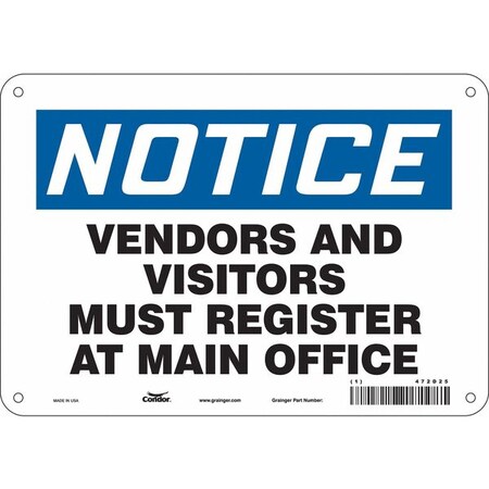Condor Safety Sign, 7 in Height, 10 in Width, Aluminum, Vertical Rectangle, English, 472D25 472D25