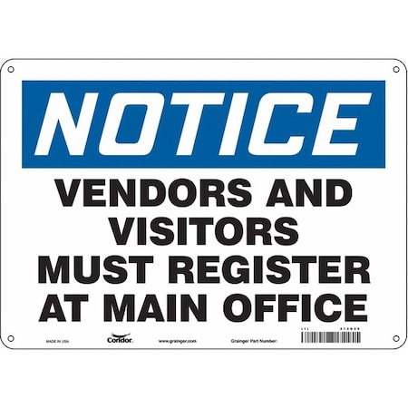 Condor Safety Sign, 10 in Height, 14 in Width, Aluminum, Horizontal Rectangle, English, 472D26 472D26