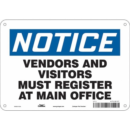 Condor Safety Sign, 7 in Height, 10 in Width, Polyethylene, Vertical Rectangle, English, 472D27 472D27