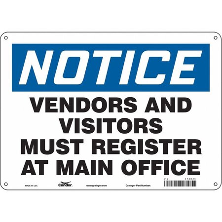 Condor Safety Sign, 10 in Height, 14 in Width, Polyethylene, Horizontal Rectangle, English, 472D28 472D28