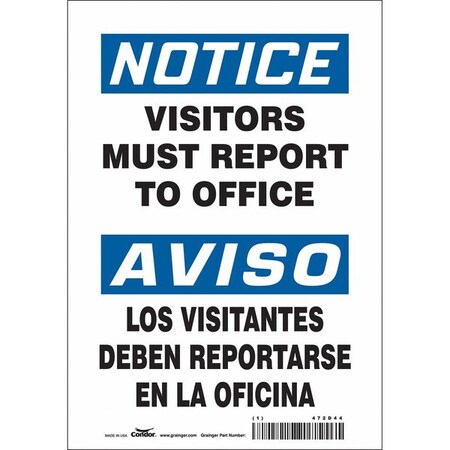 Condor Safety Sign, 10 in Height, 7 in Width, Vinyl, Horizontal Rectangle, English, Spanish, 472D44 472D44