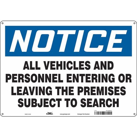 Condor Safety Sign, 14 in H, 20 in W, Aluminum, Horizontal Rectangle, English, 472D61 472D61