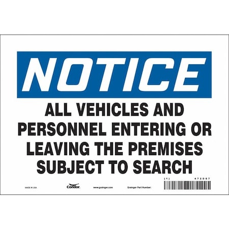 Condor Safety Sign, 7 in Height, 10 in Width, Vinyl, Vertical Rectangle, English, 472D67 472D67