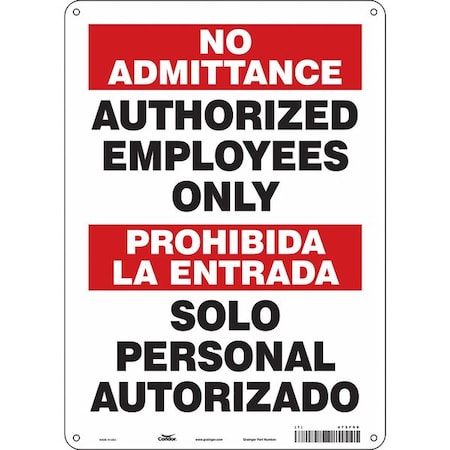 Condor Safety Sign, 14 in Height, 10 in Width, Vinyl, Vertical Rectangle, English, Spanish, 472F90 472F90