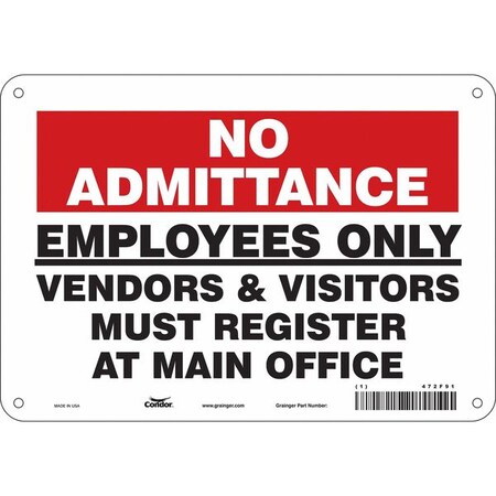 Condor Safety Sign, 7 in Height, 10 in Width, Aluminum, Vertical Rectangle, English, 472F91 472F91