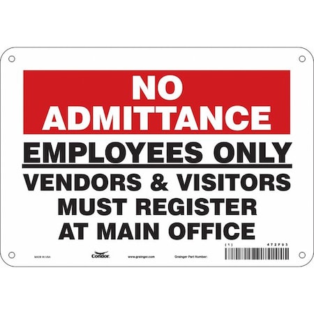 Condor Safety Sign, 7 in Height, 10 in Width, Polyethylene, Vertical Rectangle, English, 472F93 472F93