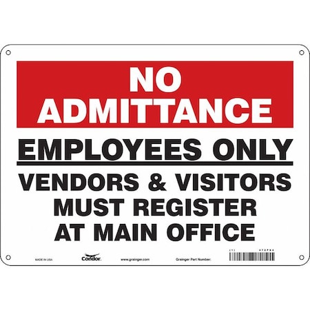 Condor Safety Sign, 10 in Height, 14 in Width, Polyethylene, Horizontal Rectangle, English, 472F94 472F94