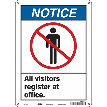 Condor Safety Sign, 14 in Height, 10 in Width, Aluminum, Vertical Rectangle, English, 472F21 472F21