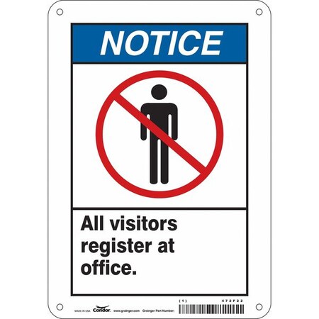 Condor Safety Sign, 10 in Height, 7 in Width, Polyethylene, Horizontal Rectangle, English, 472F22 472F22