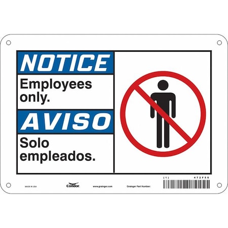 Condor Safety Sign, 7 in H, 10 in W, Aluminum, Vertical Rectangle, English, Spanish, 472F56 472F56