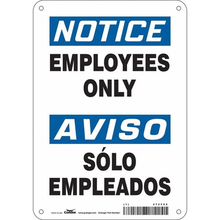 Condor Safety Sign, 10 in Height, 7 in Width, Aluminum, Horizontal Rectangle, English, Spanish, 472F62 472F62