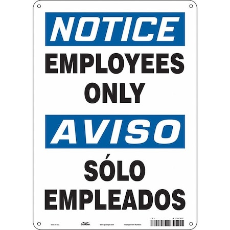Condor Safety Sign, 14 in Height, 10 in Width, Polyethylene, Vertical Rectangle, English, Spanish, 472F67 472F67