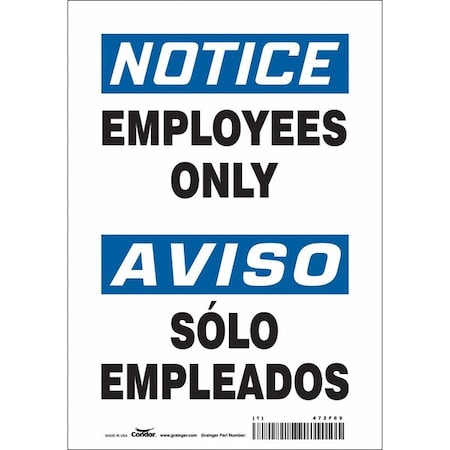 Condor Safety Sign, 10 in Height, 7 in Width, Vinyl, Horizontal Rectangle, English, Spanish, 472F69 472F69