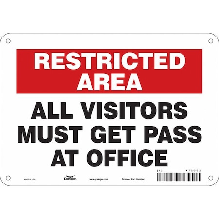 Condor Safety Sign, 7 in Height, 10 in Width, Polyethylene, Vertical Rectangle, English, 472G02 472G02