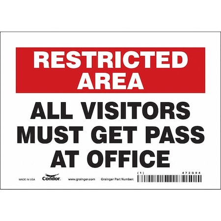 Condor Safety Sign, 5 in Height, 7 in Width, Vinyl, Horizontal Rectangle, English, 472G04 472G04