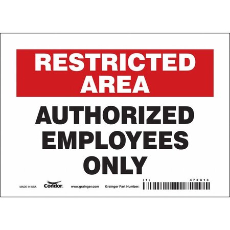 Condor Safety Sign, 5 in Height, 7 in Width, Vinyl, Horizontal Rectangle, English, 472G13 472G13