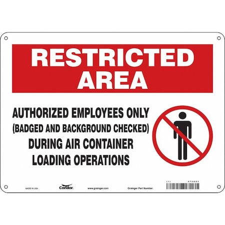 Condor Safety Sign, 10 in Height, 14 in Width, Aluminum, Horizontal Rectangle, English, 472G23 472G23
