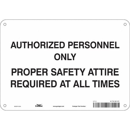 Condor Safety Sign, 7 in Height, 10 in Width, Aluminum, Vertical Rectangle, English, 472H03 472H03