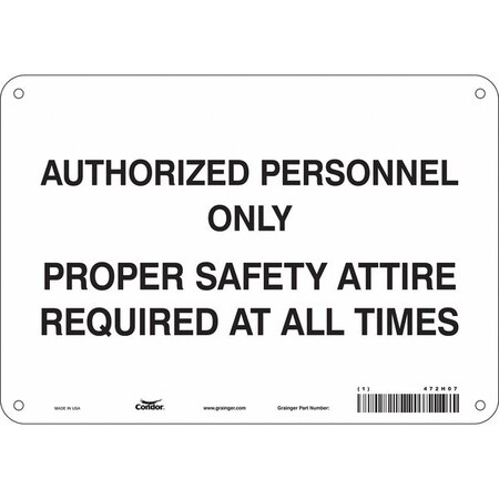 Condor Safety Sign, 7 in Height, 10 in Width, Polyethylene, Vertical Rectangle, English, 472H07 472H07