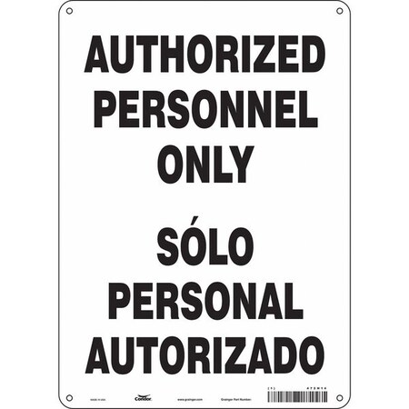 Condor Safety Sign, 14 in H, 10 in W, Aluminum, Vertical Rectangle, English, Spanish, 472H14 472H14