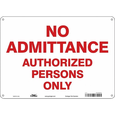 Condor Safety Sign, 10 in Height, 14 in Width, Polyethylene, Horizontal Rectangle, English, 472H25 472H25