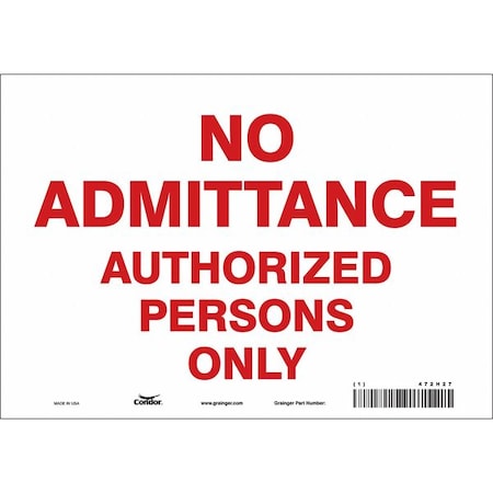 Condor Safety Sign, 7 in Height, 10 in Width, Vinyl, Vertical Rectangle, English, 472H27 472H27