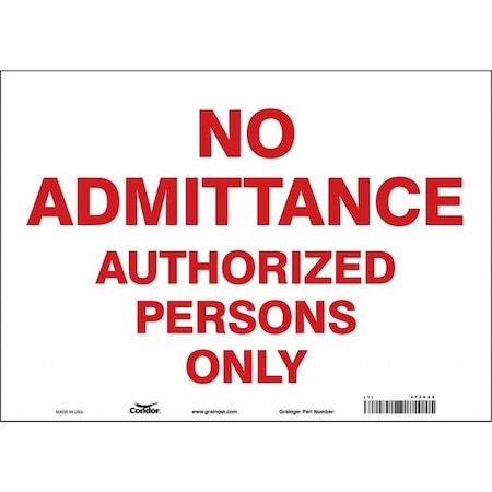 Condor Safety Sign, 10 in Height, 14 in Width, Vinyl, Horizontal Rectangle, English, 472H28 472H28