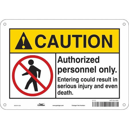 Condor Safety Sign, 7 in Height, 10 in Width, Polyethylene, Vertical Rectangle, English, 472J86 472J86