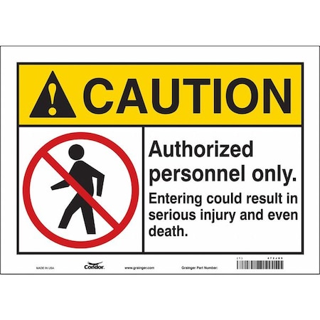 Condor Safety Sign, 10 in Height, 14 in Width, Vinyl, Horizontal Rectangle, English, 472J89 472J89