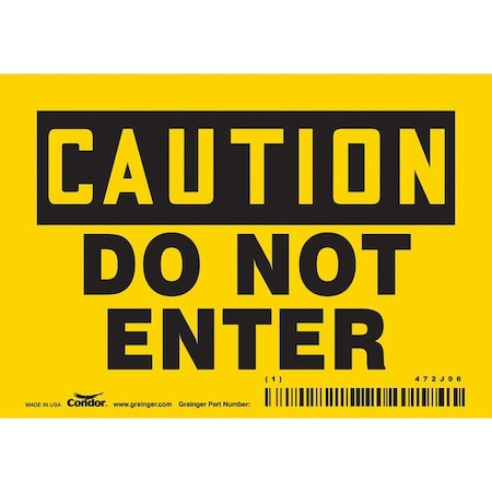 Condor Safety Sign, 3 1/2 in Height, 5 in Width, Vinyl, Horizontal Rectangle, English, 472J96 472J96