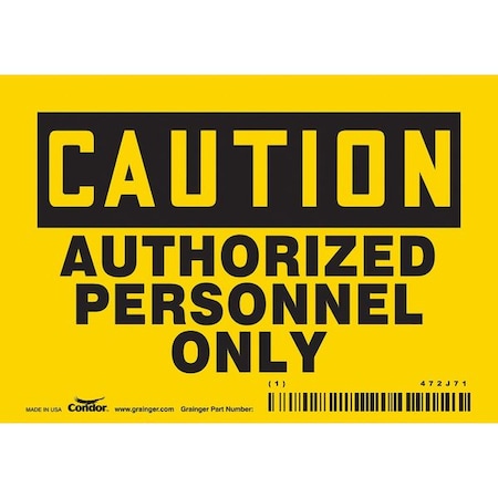 Condor Safety Sign, 3 1/2 in Height, 5 in Width, Vinyl, Horizontal Rectangle, English, 472J71 472J71