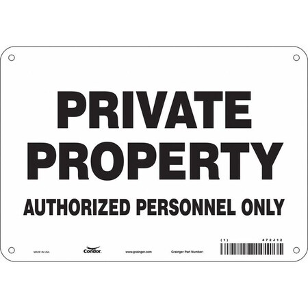 Condor Safety Sign, 7 in Height, 10 in Width, Polyethylene, Vertical Rectangle, English, 472J12 472J12