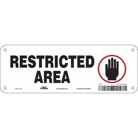 Condor Safety Sign, 3 1/2 in H, 10 in W, Aluminum, Vertical Rectangle, English, 472J25 472J25
