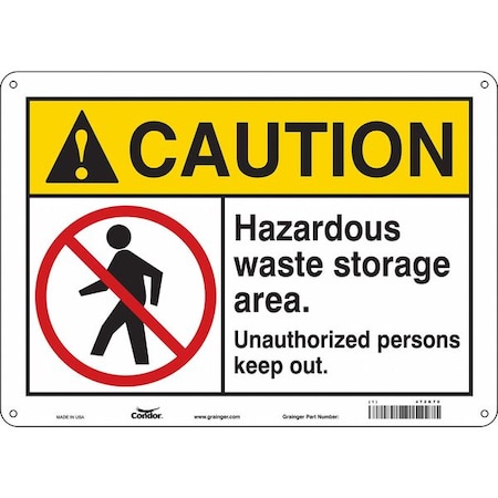 Condor Safety Sign, 10 in Height, 14 in Width, Polyethylene, Horizontal Rectangle, English, 472K70 472K70
