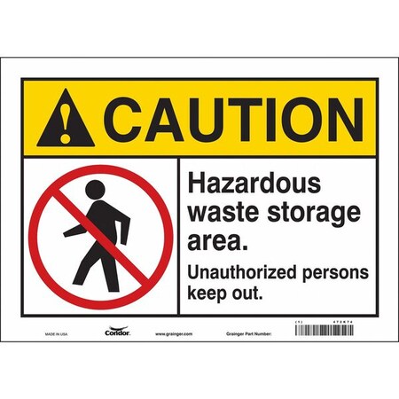 Condor Safety Sign, 10 in Height, 14 in Width, Vinyl, Horizontal Rectangle, English, 472K74 472K74