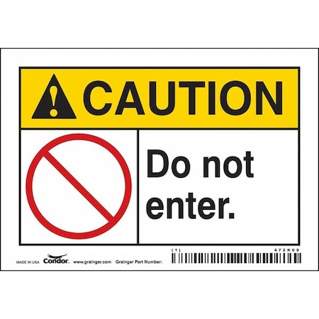 Condor Safety Sign, 3 1/2 in Height, 5 in Width, Vinyl, Horizontal Rectangle, English, 472K09 472K09