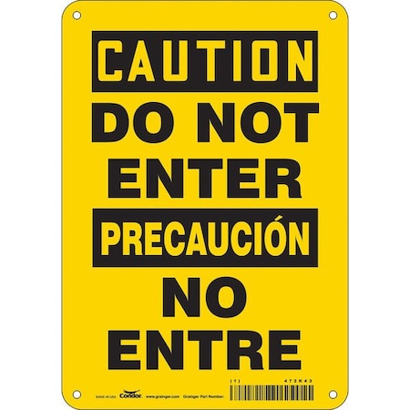 Condor Safety Sign, 10 in Height, 7 in Width, Aluminum, Horizontal Rectangle, English, Spanish, 472K43 472K43