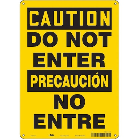 Condor Safety Sign, 14 in Height, 10 in Width, Aluminum, Vertical Rectangle, English, Spanish, 472K44 472K44