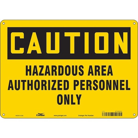 Condor Safety Sign, 10 in Height, 14 in Width, Polyethylene, Horizontal Rectangle, English, 472K52 472K52