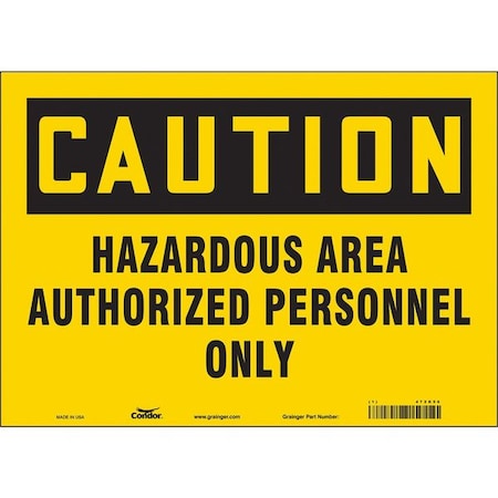 Condor Safety Sign, 10 in Height, 14 in Width, Vinyl, Horizontal Rectangle, English, 472K56 472K56